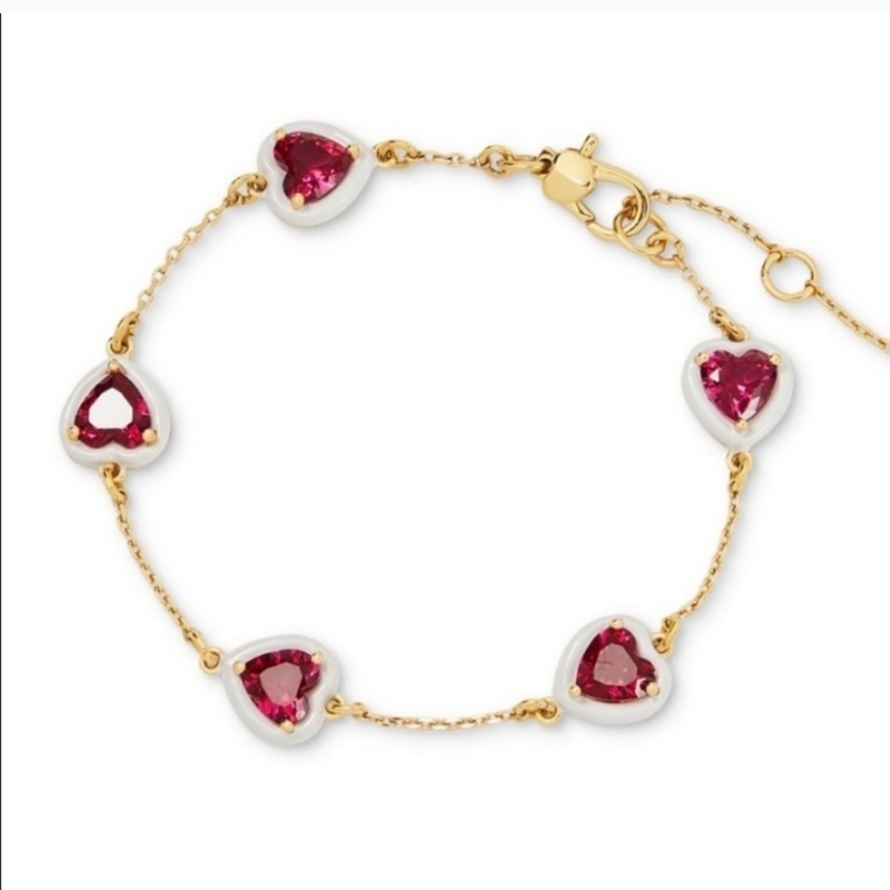 ❤️▪️Kate Spade▪️ Sweetheart Line Pink White Bracelet - Picture 4 of 5